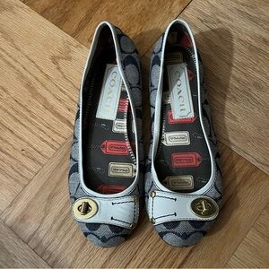 Coach Blue Turnlock Cotte Flats